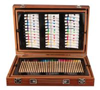 wilko 176 Piece Art Set, Complete Creative Art Supplies Collection with Paints, Pencils, Crayons, Markers and Brushes, 31.5 x 120 cm