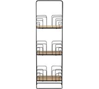 wilko 3 Tier Wire Bamboo Caddy, Black and Natural, 72.8 x 22 x 15.5cm, Modern Style, Freestanding Unit, Durable Design
