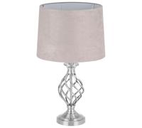 wilko Alessia Chrome Twist Table Lamp, Silver, 47.5 x 28 x 33cm, Metal, Fabric, 10W Max, Edison Screw, Bulb Not Included, Classic Design