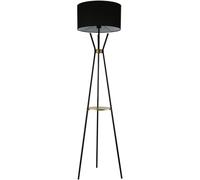 wilko Camden Floor Lamp with Shelf, Black and Gold, Modern Style, Contemporary Design, 40x40cm, Metallic Ring Base, Decorative Display