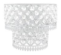 wilko Crystal Leaf Tip Tier Shade, Silver, 27 x 23cm, Metal, 10w Max, Bulb Not Included, Ceiling Light, Two-Tier Design