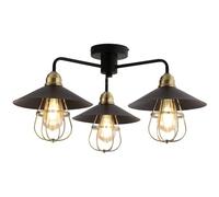 wilko Dylan 3 Arm Ceiling Fitting, Black, 58 x 58 x 30cm, Metal, 6W Max, Edison Screw/ES, Bulb Not Included, Vintage Design