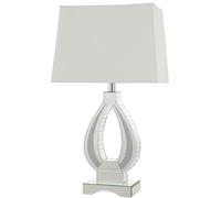 wilko Eternity Oval Encased Table Lamp, White, 38 x 25.5 x 6.9cm, Crystal, 10W Max, Edison Screw/ES, Bulb Not Included, Cable Length 1.7m, Modern Design