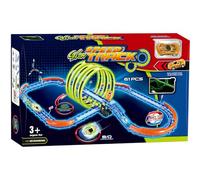 wilko Glow Speed Track, 61-Piece Car Stunt Playset, Ages 3+, USB Rechargeable, Glow in Dark