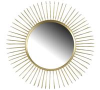 wilko Gold Sunbeam Metal Mirror, 60cm, Round Wall Mirror with Sunburst Design