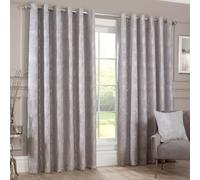 wilko Grace Chenille Curtain, Living Room, 168 x 183cm, Silver, Chenille, Light Blocking, Shimmering Design