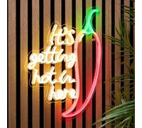 wilko "It's Getting Hot in Here" Chilli Outdoor Neon Light, Multicolour, Aluminium, 40 x 29cm, 250 LEDs