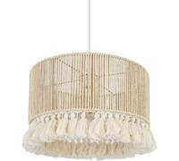 Wilko Kiko Lampshade, Natural, 35.5 x 22 cm, with Tassel Fringe Detail