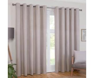 wilko Linden Blackout Eyelet Curtain, Stone, 168 x 138cm, Polyester, Grommet, Solid Pattern, 2 Panels, Machine Washable