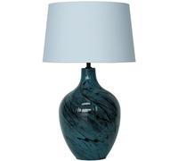 wilko Lua Table Lamp, Blue and Black, 59 x 36 x 36cm, Glass, Fabric, Bulb Not Included, Marbled Base, Modern Design