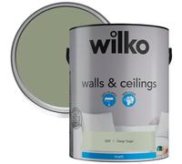 wilko Matt Paint 5L, Emulsion Paint, Wall & Ceiling Paint, Deep Sage, Matt Finish, Premium Quality, Easy Application, Single Unit, Interior Use