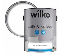wilko Matt Paint 5L, Emulsion Paint, Wall & Ceiling Paint, Pure Brilliant White, Matt Finish, Premium Quality, Easy Application, Single Unit, Interior Use