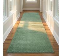 wilko Milano Runner Sage, Polyester, 230cm x 66cm, Machine-Made Woven, 3.640kg