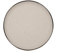 wilko Omakase 12 Piece Dinner Set, Stone, Stoneware, Speckle Pattern with Silver-Effect Edging, 7.5kg, Dishwasher and Microwave Safe