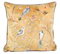 wilko Orient Birds Cushion Gold 43cm with Zip Fastening, Polyester