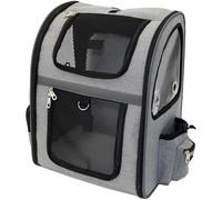 wilko Pet Travel Backpack for Cats and Small Dogs, Grey, Breathable Mesh, 44 x 27 x 44cm, Foldable, Expandable Design, 20kg Maximum Weight, Easy to Store