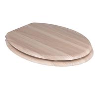 wilko Phantom Oak Wooden Effect Toilet Seat, 37.6 x 45cm, MDF, Chrome Hinges, Easy to Install, Durable Design
