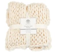 wilko Polyester Chunky Knit Throw, Ivory, 127 x 152cm, Premium Design, Super Soft Material, Large Knit Texture