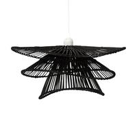 wilko Rattan Effect Lampshade, 3-Tier Woven Design, Living Room Bedroom Hallway, Black, Boho Chic, 46 x 46 cm, Modern Interior