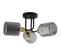 wilko Roman 3 Arm Flush Ceiling Fitting, Smoked Black, 50 x 50 x 22cm, Glass, Metal, 6W Max, Small Edison Screw/SES, Bulb Not Included, Modern Design