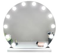 wilko Round LED Mirror, Wall Mount, Hollywood Style, Bedroom, Dressing Room, Circular, LED Illuminated, Touch Control, 50 x 47 x 12cm