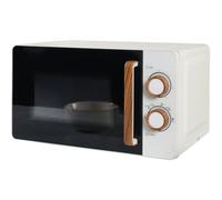 wilko Sanctuary 20L Mechanical Microwave Oven, White, ABS, Steel, 30-Minute Timer, 6 Power Levels, Classic Dial Knobs, Quick Reheat, Defrost, 800W