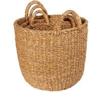Wilko Seagrass Storage Baskets with Handles, Natural, 40x40x35 cm, 3 Pack