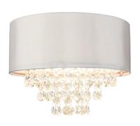 wilko Silver Grey Pendant with Crystal Beading Droplets, 40x30 cm, Modern Ceiling Light
