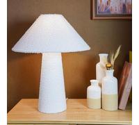 wilko Table Lamp - Boucle Effect Fabric, Cream, Modern Design, Living Room and Bedroom Lighting