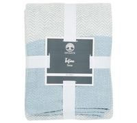wilko Tofino Cotton Throw Blue, Herringbone Pattern, 130x180cm