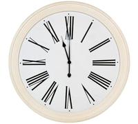 wilko Wall Clock, Cream, 80cm, Roman Numerals, White Face with Black Markers
