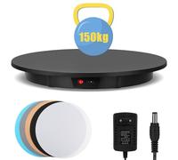 WilkSxyc Electric Rotating Turntable for Photography, 16.5 inch /330 lbs Load, with 5 PVC Backgrounds for Product Photography Display, Jewelry, Watch, 3D Models(Black)