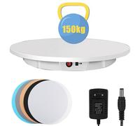 WilkSxyc Electric Rotating Turntable for Photography, 16.5 inch /330 lbs Load, with 5 PVC Backgrounds for Product Photography Display, Jewelry, Watch, 3D Models(White)