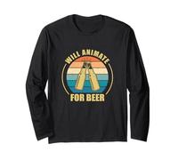 Will Animate For Beer Funny Motion Graphic Designer Animator Long Sleeve T-Shirt