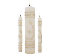 Will & Baumer Gold Toned Floral Wedding Candle Unity Set with Ring Design, Set of 3