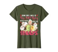 Will Be an Old Lady with A House Full of Sheeps Funny Farmer T-Shirt, Women, Olive Green, Medium