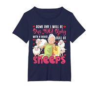 Will Be an Old Lady with A House Full of Sheeps Funny Farmer T-Shirt, Women's Plus, Navy Blue, 6X