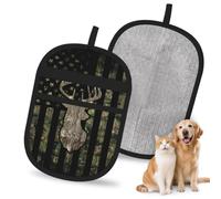 WILL BUDXEG Camo Camouflage Hunting Deer American Flag Pet Hair Removal Glove for Dogs & Cats, Tool for Couch, Carpet, Car Seat