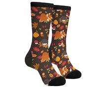 WILL BUDXEG Casual Funny Funky Novelty Fashion Comfortable Socks For Men Women Crazy Dress, Autumn Happy Animal Fox Hedgehog Bird, 1