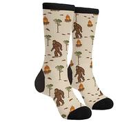WILL BUDXEG Casual Funny Funky Novelty Fashion Comfortable Socks For Men Women Crazy Dress, Bigfoot Fathers Sasquatch Big Foot Colorado Camping Fire, 1