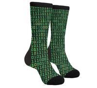 WILL BUDXEG Casual Funny Funky Novelty Fashion Comfortable Socks For Men Women Crazy Dress, Computer Nerd Coding Programmers Geek Board Green, 1