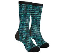 WILL BUDXEG Casual Funny Funky Novelty Fashion Comfortable Socks For Men Women Crazy Dress, Computer Nerd Coding Programmers Geek Board Blue, 1
