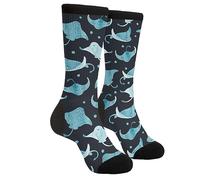 WILL BUDXEG Casual Funny Funky Novelty Fashion Comfortable Socks For Men Women Crazy Dress, Cute Stingrays Sea Animals Blue Stingray, 1