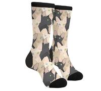WILL BUDXEG Casual Novelty Funny Crew Socks Fashion Comfortable Men'S And Women'S Crazy Dress Socks, Black Naked Cat Sphynx Sphinx Cat Hairless Cat Fuzzy, 1