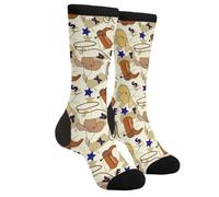 WILL BUDXEG Casual Novelty Funny Crew Socks Fashion Comfortable Men'S And Women'S Crazy Dress Socks, Cowboy Boots Western Hat Cowboys Bebop Horse, 1