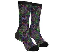 WILL BUDXEG Casual Novelty Funny Crew Socks Fashion Comfortable Men'S And Women'S Crazy Dress Socks, Mandala Psychedelic Sea Turtle, 1