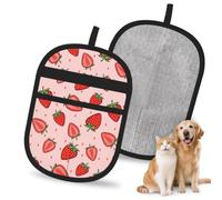 WILL BUDXEG Cute Kawaii Pink Strawberry Strawberries Pet Hair Removal Glove for Dogs & Cats, Tool for Couch, Carpet, Car Seat