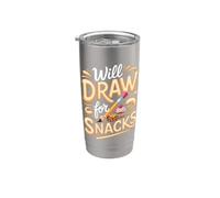 Will Draw for Snacks Artist Drawing Creative Pun Stainless Steel Insulated Tumbler