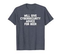 Will Give Cybersecurity Advice for Beer - Funny Computer T-Shirt, Men, Heather Blue, Small