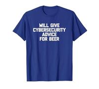Will Give Cybersecurity Advice for Beer - Funny Computer T-Shirt, Men, Royal Blue, Small